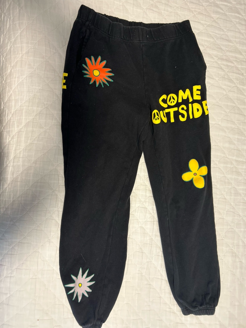 Rare Coney Island Picnic Black 'Come Outside' Graphic Sweatpants size S